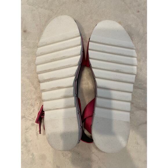 CHARLES DAVID Shimmy Satin Sandals 5.5 Ankle Strap Studs Berry Pink Fuchsia $169 - Picture 6 of 8